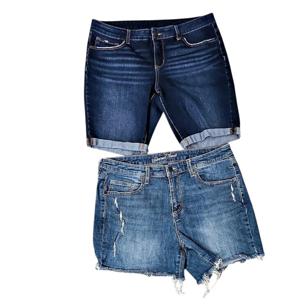 Universal Thread Time and Tru Denim Shorts Bundle Distressed Cuffed Blue Size 14